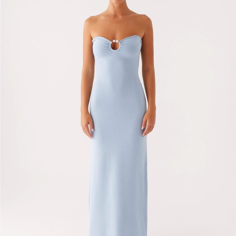Peppermayo Light Blue Strapless Maxi Dress
